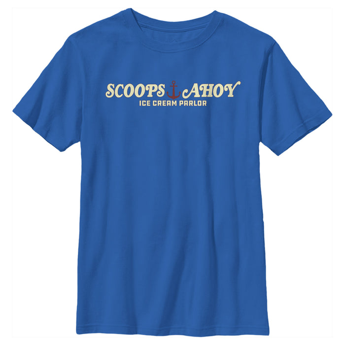 fifth sun Boy's Stranger Things Scoops Ahoy Nautical Logo T-Shirt