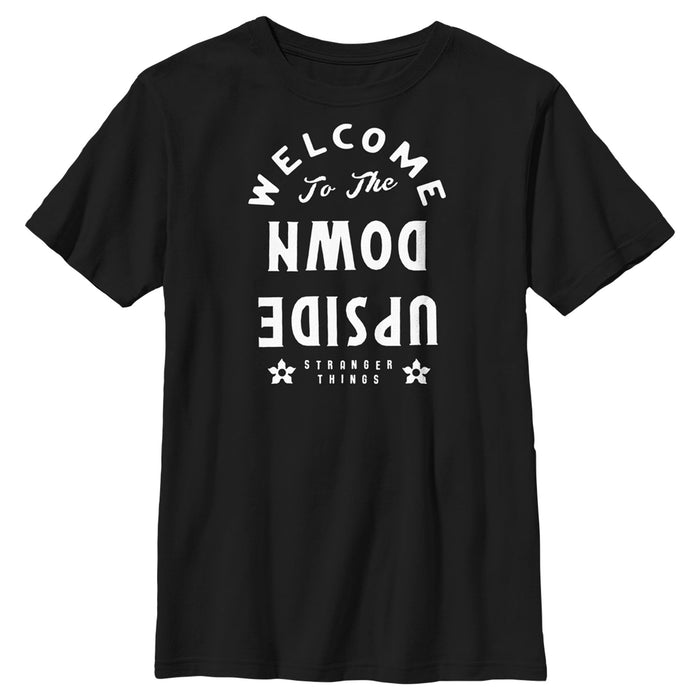 fifth sun Boy's Stranger Things Welcome to the Upside Down Greeting T-Shirt