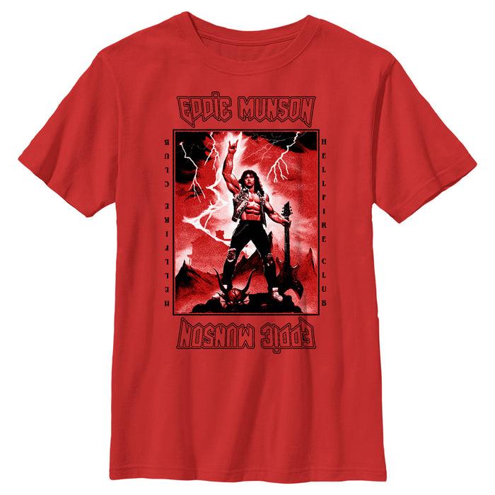 fifth sun Boy's Stranger Things White Hellfire Club Rockstar Eddie Munson T-Shirt