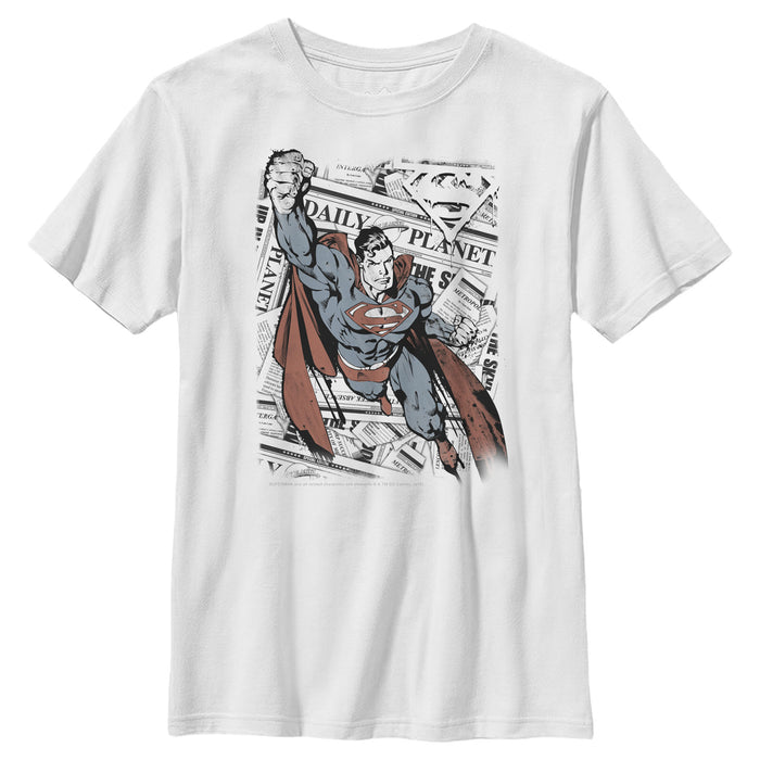 fifth sun Boy's Superman Daily Planet Newspaper T-Shirt