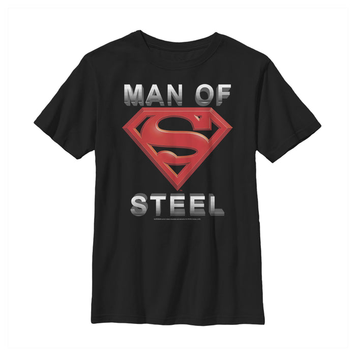 fifth sun Boy's Superman Man of Steel Beveled Logo T-Shirt