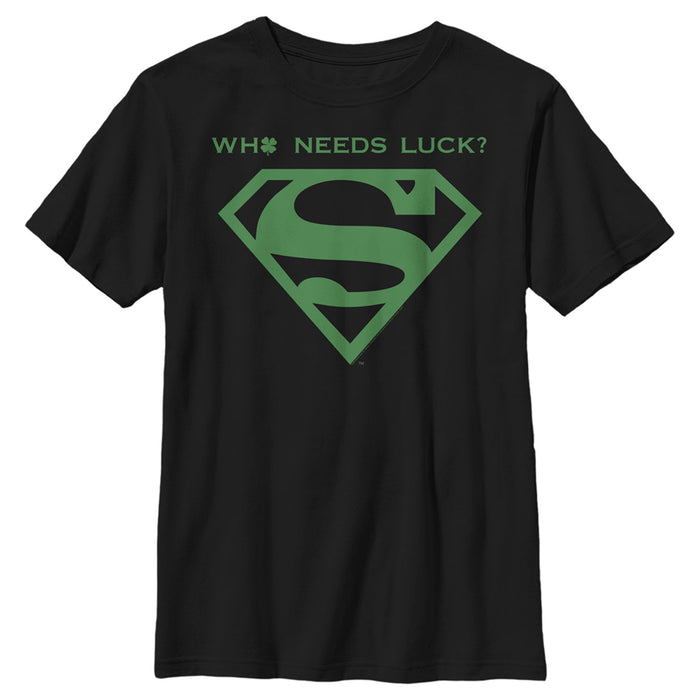 fifth sun Boy's Superman St. Patrick's Day Who Needs Luck? T-Shirt