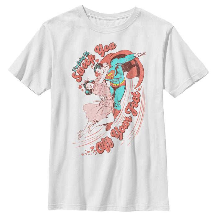 fifth sun Boy's Superman Valentine's Day Sweep You Off Your Feet T-Shirt
