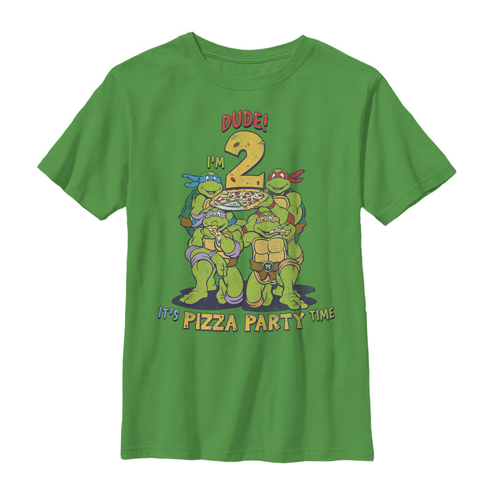 fifth sun Boy's Teenage Mutant Ninja Turtles 2th Birthday Pizza Party T-Shirt
