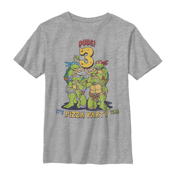 fifth sun Boy's Teenage Mutant Ninja Turtles 3rd Birthday Pizza Party T-Shirt