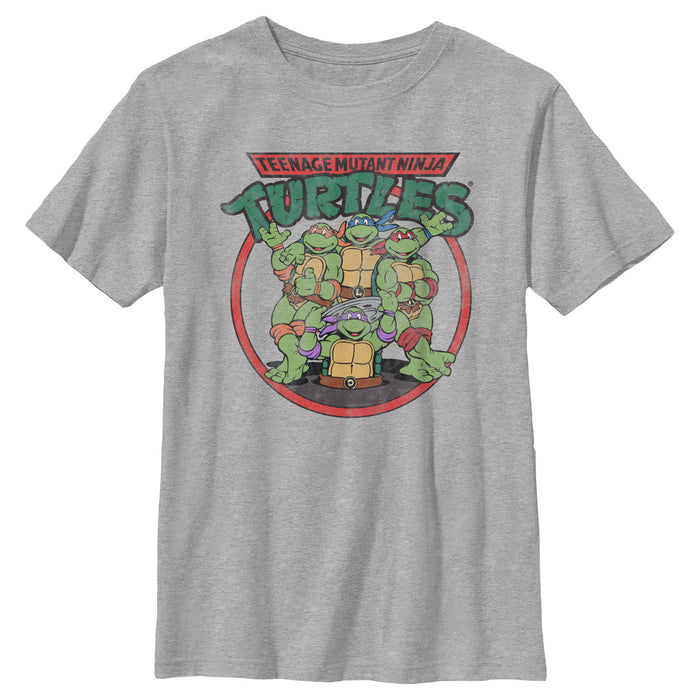 fifth sun Boy's Teenage Mutant Ninja Turtles Distressed Ninjas Circle T-Shirt