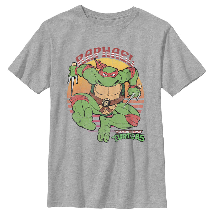fifth sun Boy's Teenage Mutant Ninja Turtles Distressed Raphael in Action T-Shirt