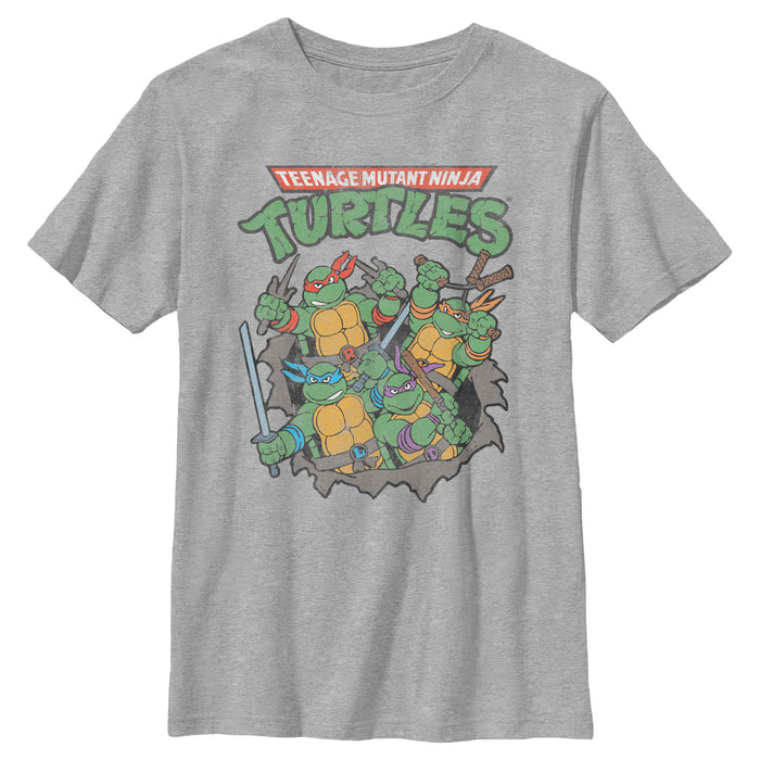fifth sun Boy's Teenage Mutant Ninja Turtles Retro Turtles in Action T-Shirt