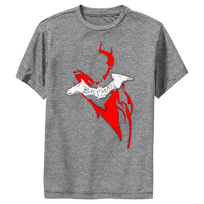 fifth sun Boy's The Batman Artistic Red & White Graffiti Performance Tee