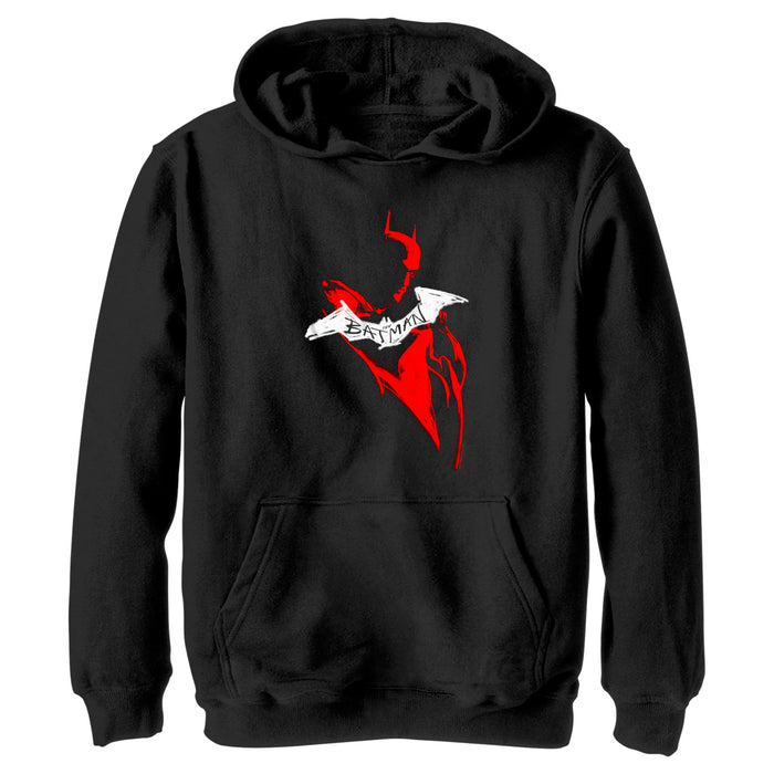 fifth sun Boy's The Batman Artistic Red & White Graffiti Pull Over Hoodie