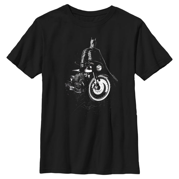 fifth sun Boy's The Batman Batcycle in the Shadows T-Shirt