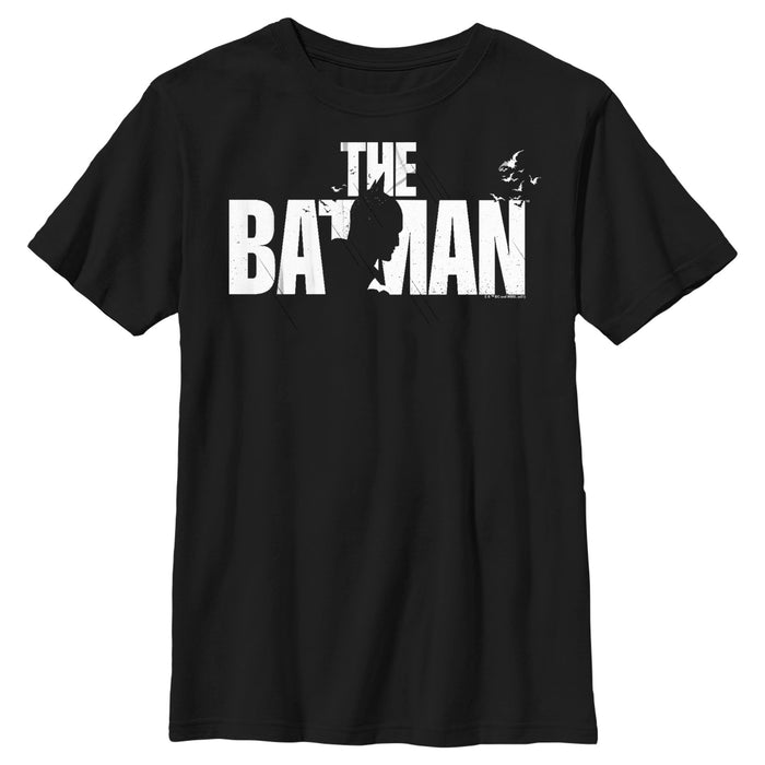 fifth sun Boy's The Batman Black and White Silhouette T-Shirt