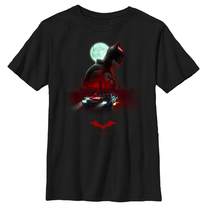 fifth sun Boy's The Batman Moonlit Batmobile T-Shirt