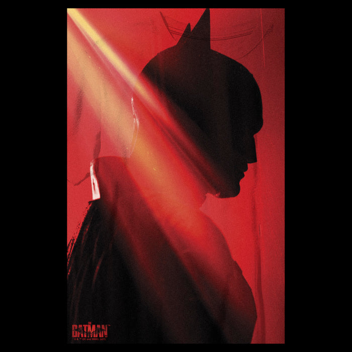 Fifth Sun Boy's The Batman Red And Black Silhouette Side Profile T-Shirt