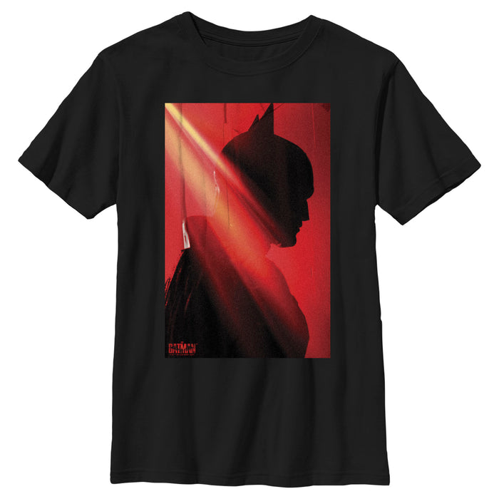fifth sun Boy's The Batman Red and Black Silhouette Side Profile T-Shirt