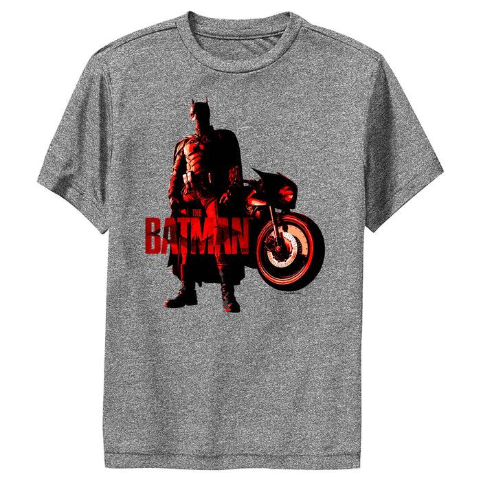 fifth sun Boy's The Batman Red Batcycle Performance Tee