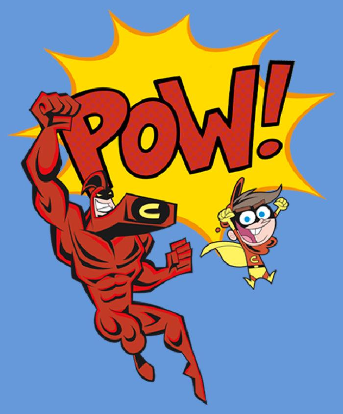 Fifth Sun Boy's The Fairly OddParents Adventures Of Crimson Chin & Cleft Boy Chin Wonder Performance Tee