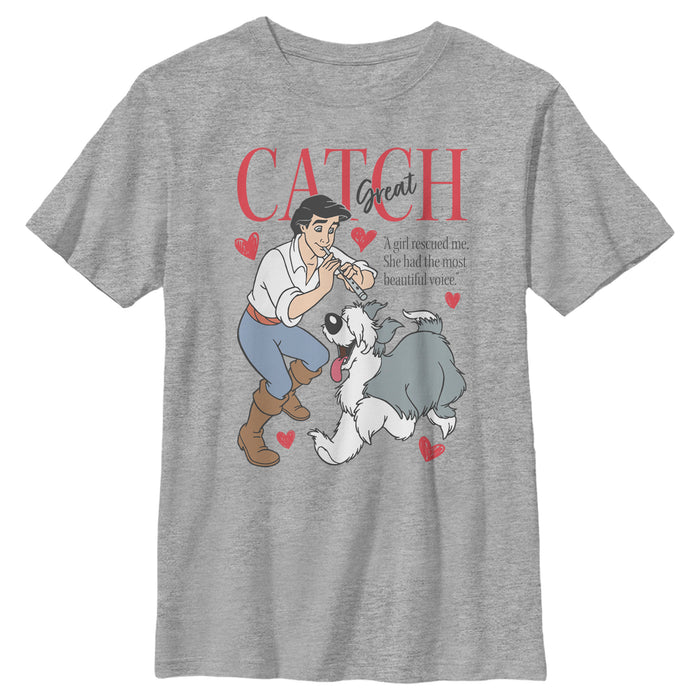 fifth sun Boy's The Little Mermaid Prince Eric Great Catch T-Shirt