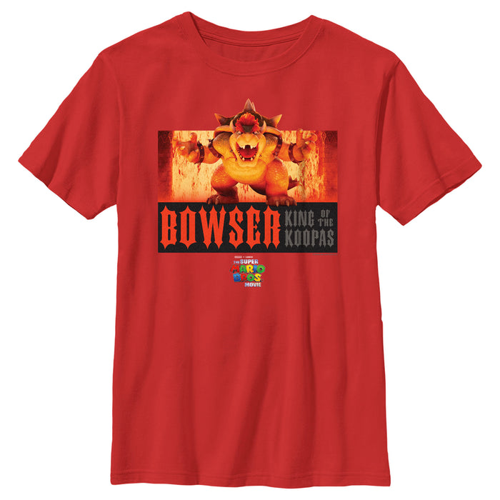 fifth sun Boy's The Super Mario Bros. Movie Bowser King of the Koopas Fire Scene T-Shirt