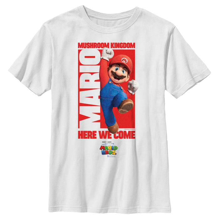 fifth sun Boy's The Super Mario Bros. Movie Mario Mushroom Kingdom Here We Come T-Shirt