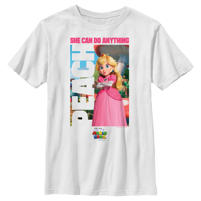 fifth sun Boy's The Super Mario Bros. Movie Peach She Can Do Anything Poster T-Shirt