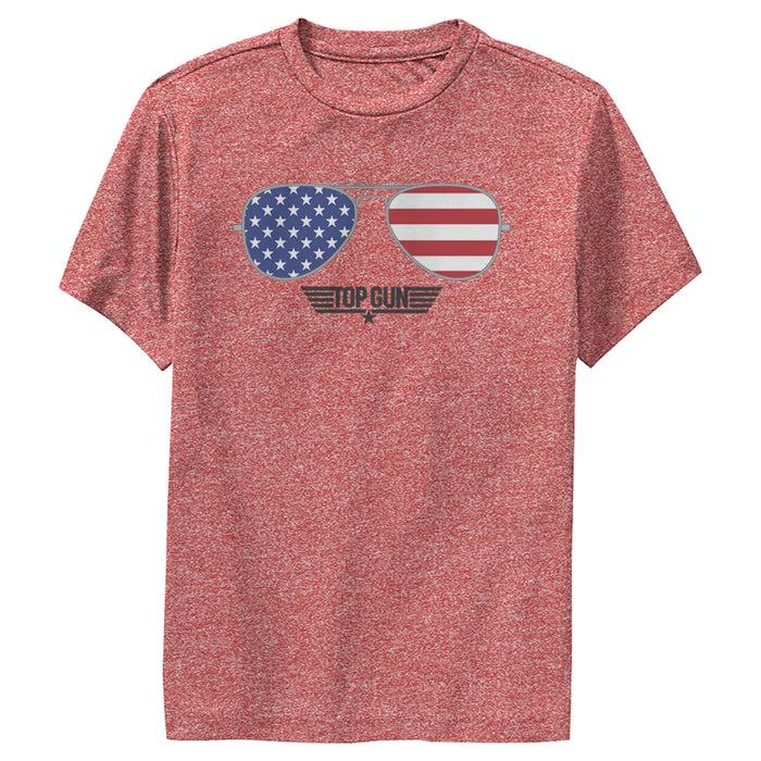 fifth sun Boy's Top Gun American Flag Aviator Sunglasses Logo Performance Tee