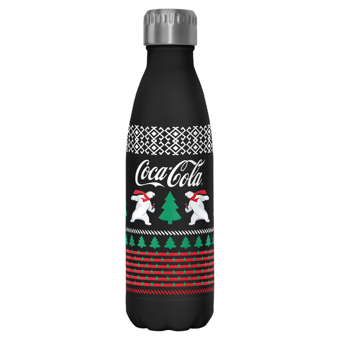 Fifth Sun Coca Cola Christmas Polar Bears Sweater Print Stainless Steel Water Bottle
