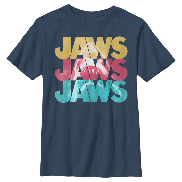 fifth sun Boy's Jaws Stacked Movie Logo T-Shirt