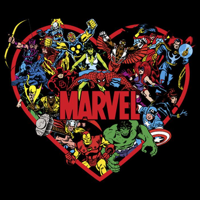 Fifth Sun Boy's Marvel Heroes Unite Heart T-Shirt