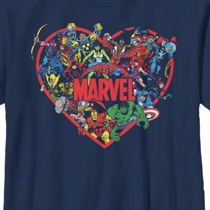 Fifth Sun Boy's Marvel Heroes Unite Heart T-Shirt