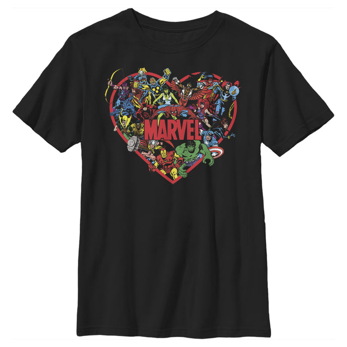 fifth sun Boy's Marvel Heroes Unite Heart T-Shirt