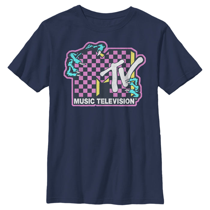 fifth sun Boy's MTV Checker Dragon Logo T-Shirt
