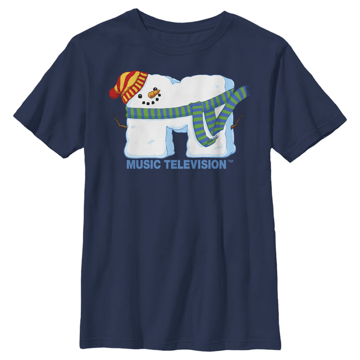 fifth sun Boy's MTV Christmas Snowman Logo T-Shirt