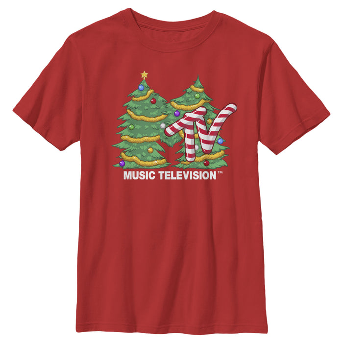 fifth sun Boy's MTV Christmas Tree Logo T-Shirt