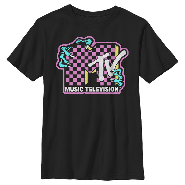 fifth sun Boy's MTV Dragon Checker Logo T-Shirt