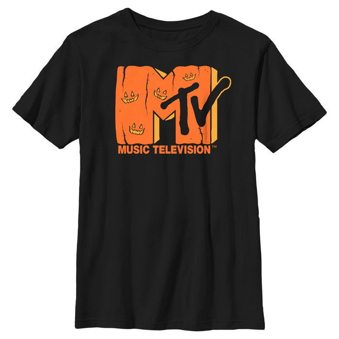 fifth sun Boy's MTV Jack-o'-lantern Logo T-Shirt