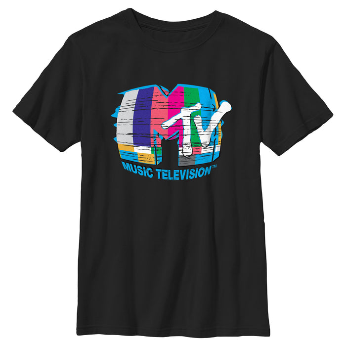 fifth sun Boy's MTV Test Pattern Logo T-Shirt