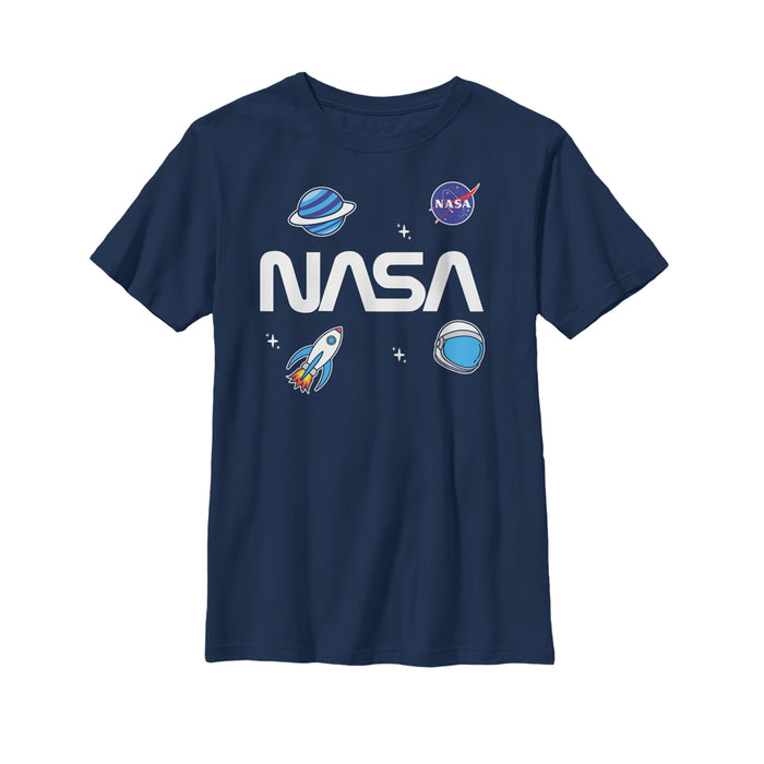 fifth sun Boy's NASA Logo Space Emoji T-Shirt
