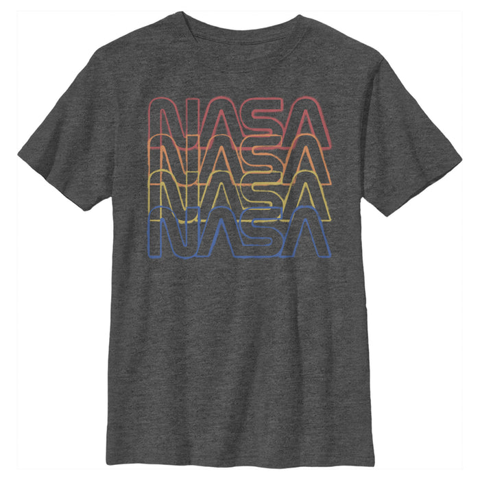 fifth sun Boy's NASA Rainbow Repeat Logo T-Shirt