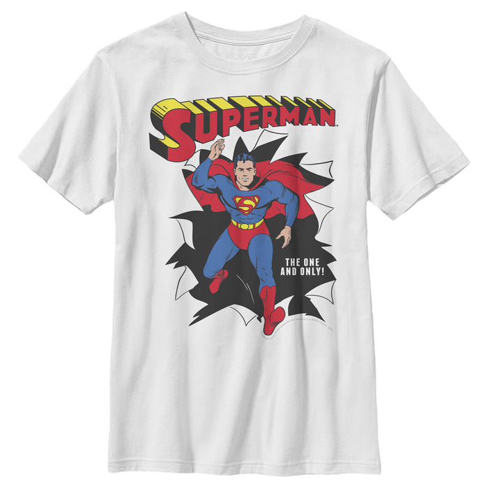fifth sun Boy's Superman Only One Hero Rip T-Shirt