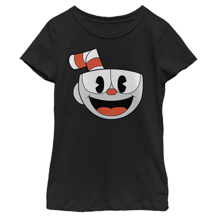 fifth sun Girl's Cuphead Smile Portrait T-Shirt