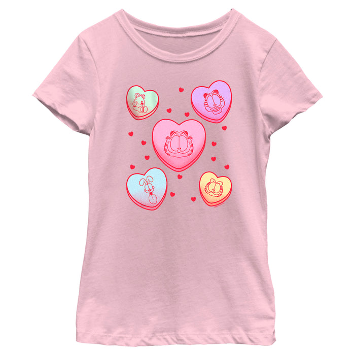 fifth sun Girl's Garfield Candy Hearts T-Shirt