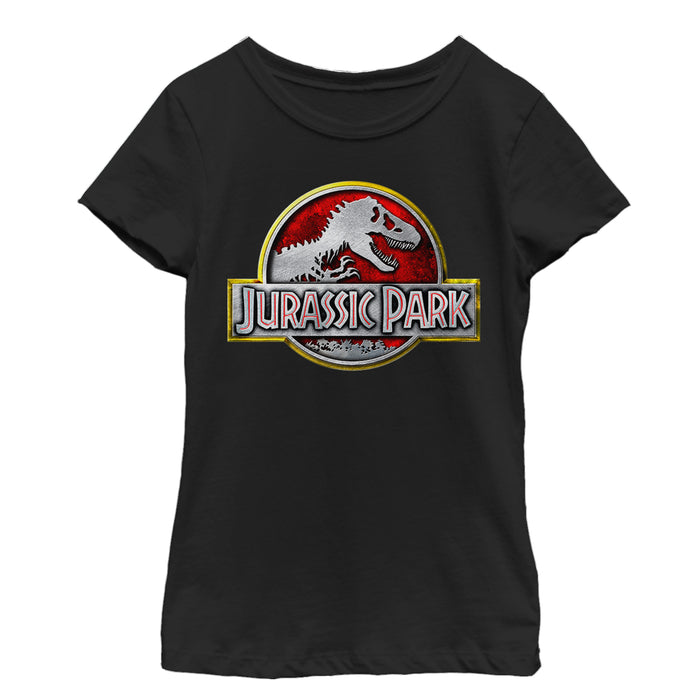 fifth sun Girl's Jurassic Park Chrome Logo T-Shirt