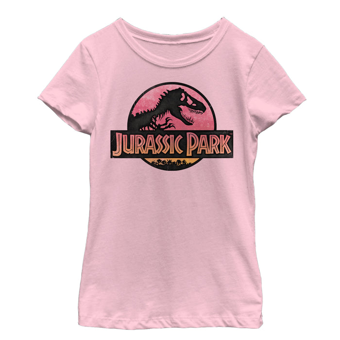 fifth sun Girl's Jurassic Park Logo Sunset T-Shirt