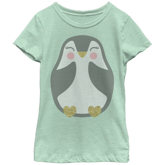 fifth sun Girl's Lost Gods Penguin Cuddle T-Shirt