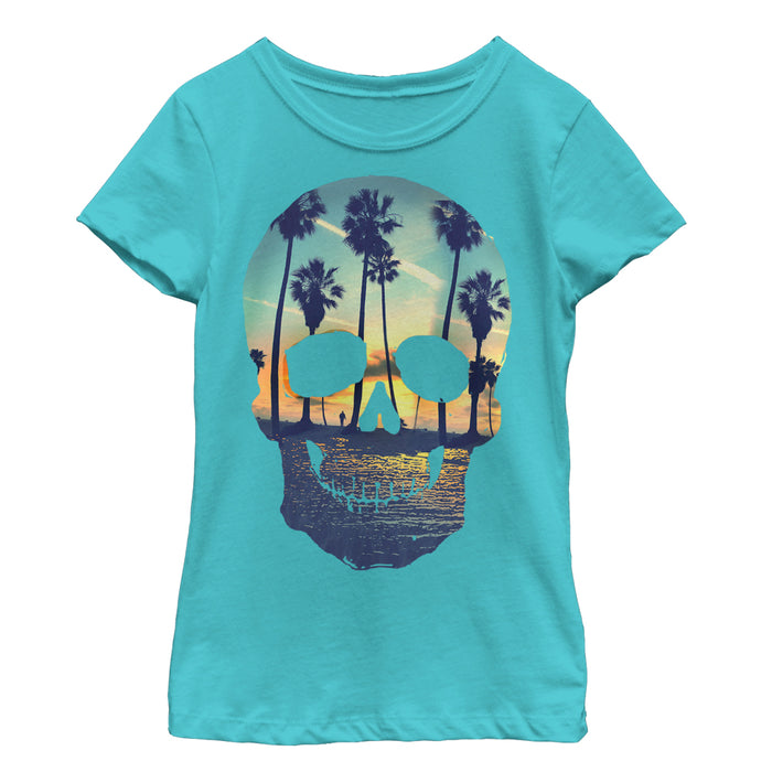fifth sun Girl's Lost Gods Sunset Skull T-Shirt