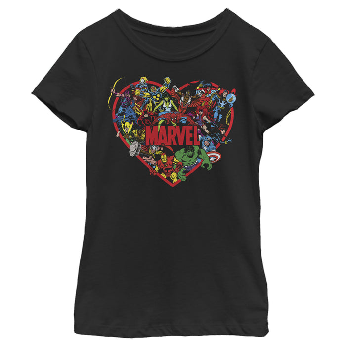 fifth sun Girl's Marvel Hero Heart T-Shirt