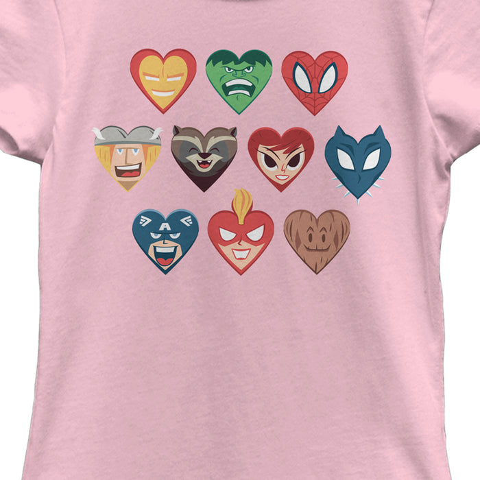 Fifth Sun Girl's Marvel Superhero Hearts T-Shirt