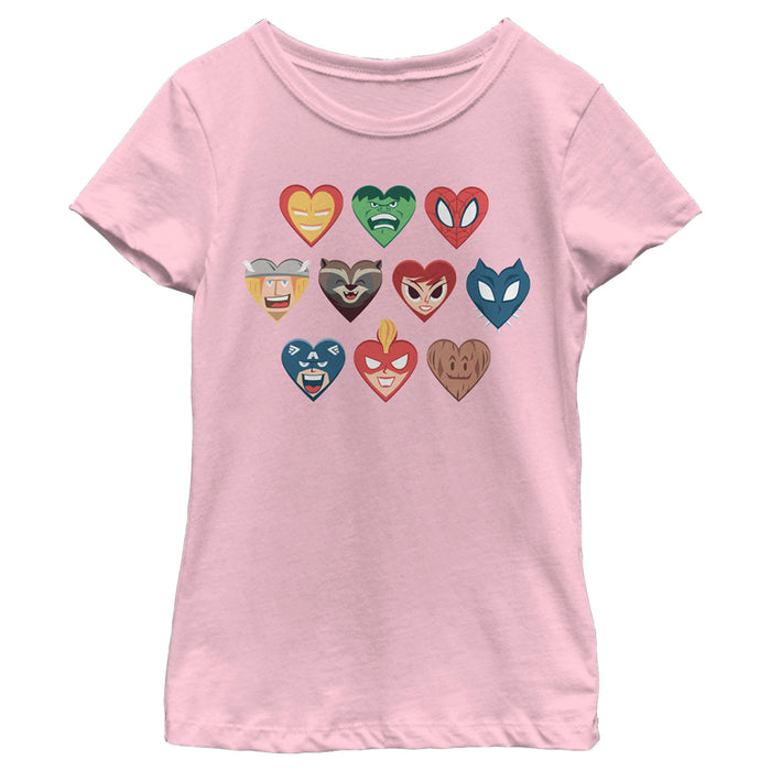 fifth sun Girl's Marvel Superhero Hearts T-Shirt