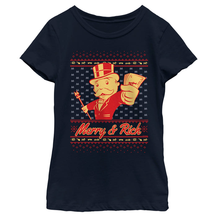 fifth sun Girl's Monopoly Merry and Rich T-Shirt